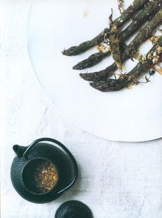 Roasted asparagus with a lemongrass, ginger and tea vinaigrette
