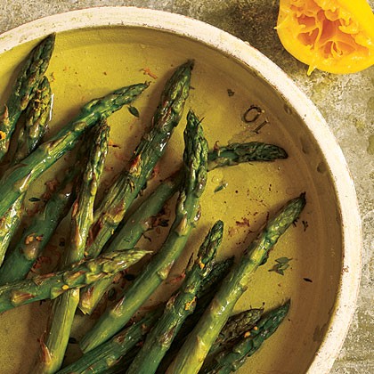 Roasted asparagus with browned butter