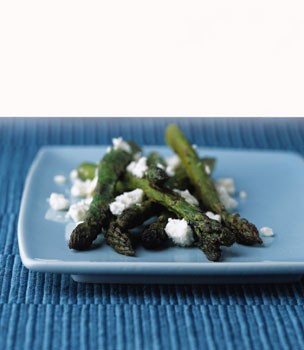 Roasted asparagus with feta