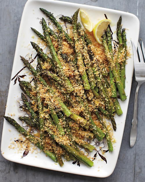Roasted asparagus with lemony breadcrumbs