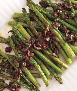 Roasted asparagus with olive vinaigrette