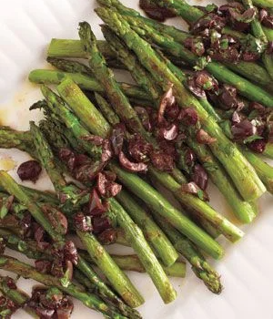 Roasted asparagus with olive vinaigrette
