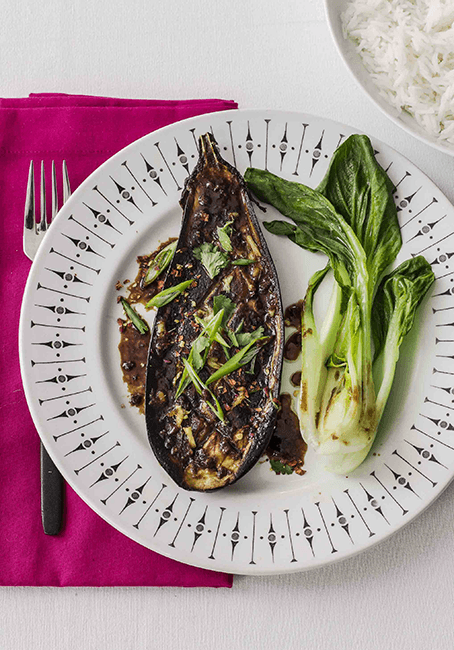 Roasted aubergine with miso