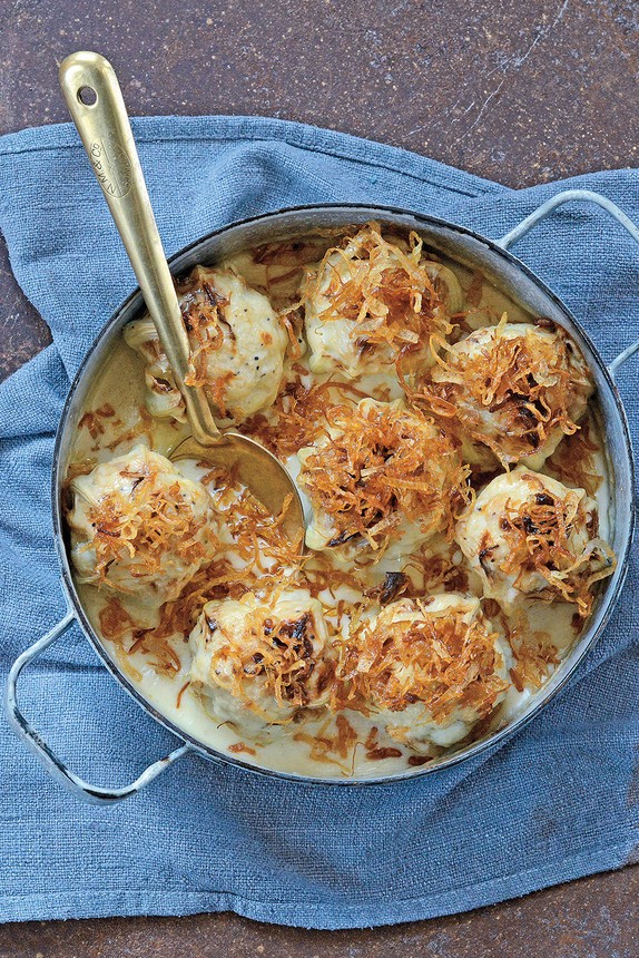 Roasted baby cauliflowers with cheese sauce