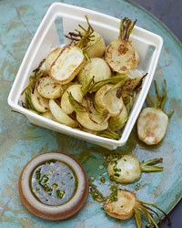 Roasted baby turnips with parsley-mustard vinaigrette