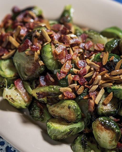 Roasted bacon & almond Brussels sprouts