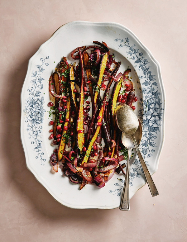 Roasted balsamic red carrots and onions