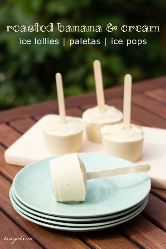 Roasted banana & cream | ice lollies | paletas | ice pops