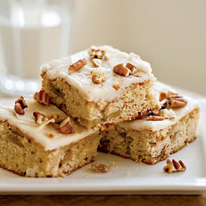Roasted banana bars with browned butter-pecan frosting