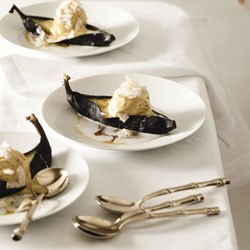 Roasted bananas with gula melaka ice and candied coconut