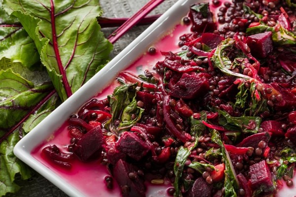 Roasted beet and lentil salad