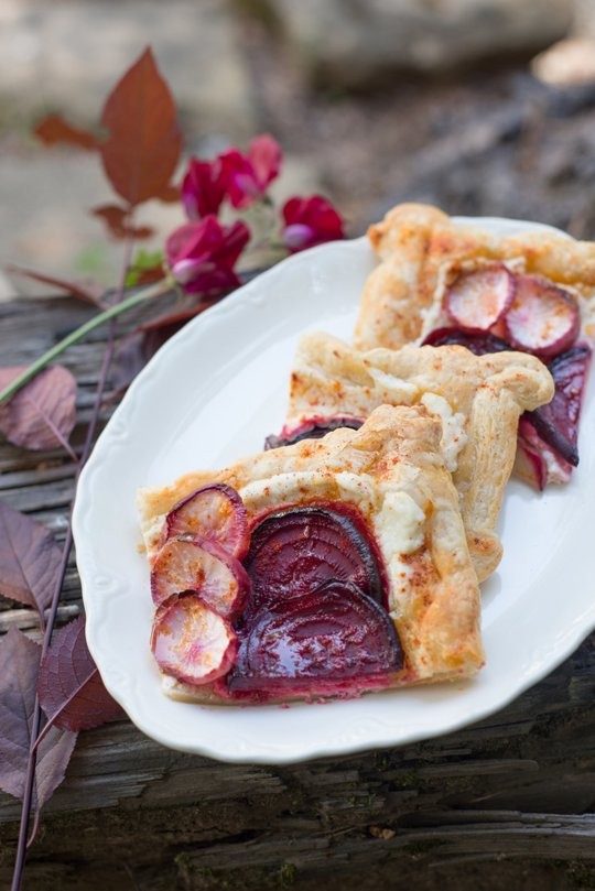 Roasted beet and turnip galette