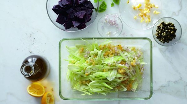 Roasted beet salad with preserved lemon