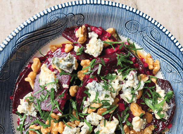 Roasted beet salad with Roquefort and walnuts