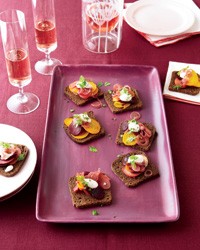 Roasted beet toasts with horseradish cream