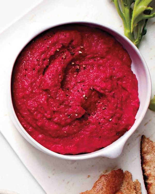 Roasted beet-white bean hummus