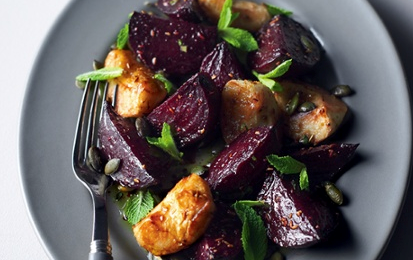 Roasted beetroot and apple with toasted pumpkin seeds