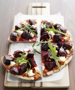 Roasted beetroot and fetta pizza