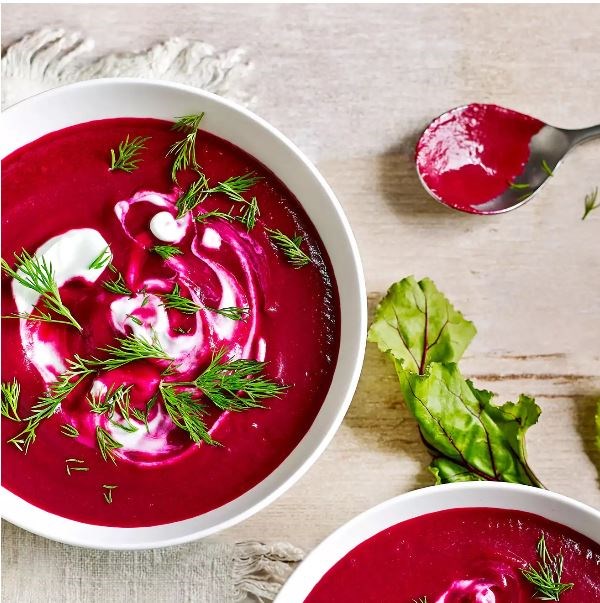 Roasted beetroot, ginger and coconut soup