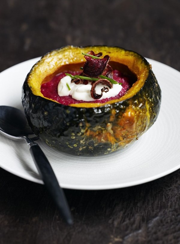 Roasted beetroot, parsnip and apple soup
