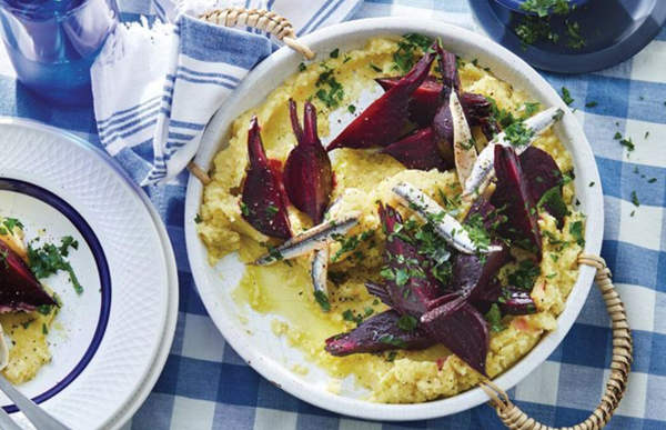 Roasted beetroot with almond skordalia