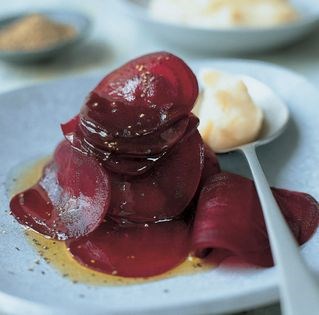Roasted beetroot with garlic sauce