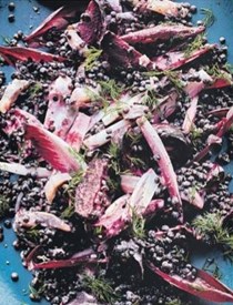 Roasted beetroot with lentils & marinated herring