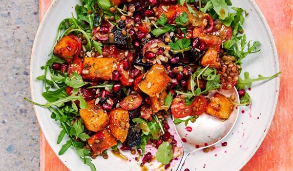 Roasted beets and butternut squash with tahini