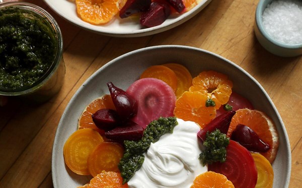 Roasted beets, citrus, labneh, zhoug [salad]