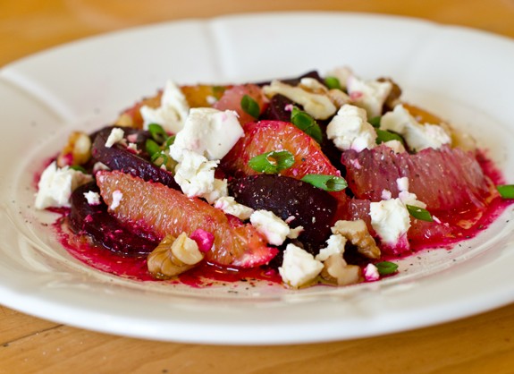 Roasted beets with citrus, feta and walnuts