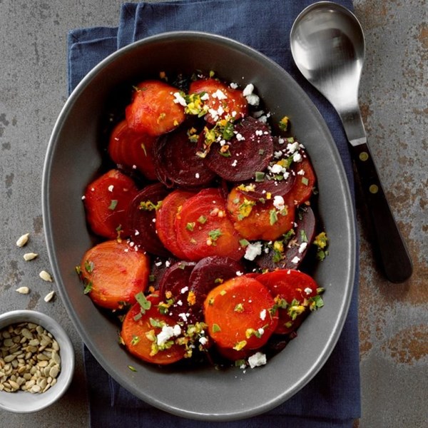 Roasted beets with orange gremolata & goat cheese 