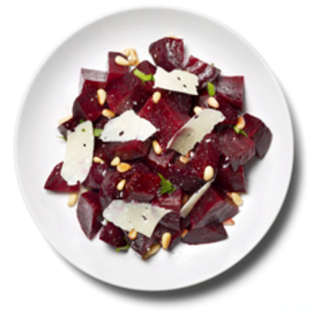 Roasted beets with pine nuts and Parmesan