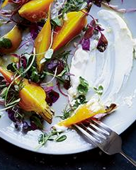 Roasted beets with salted yogurt and herbs