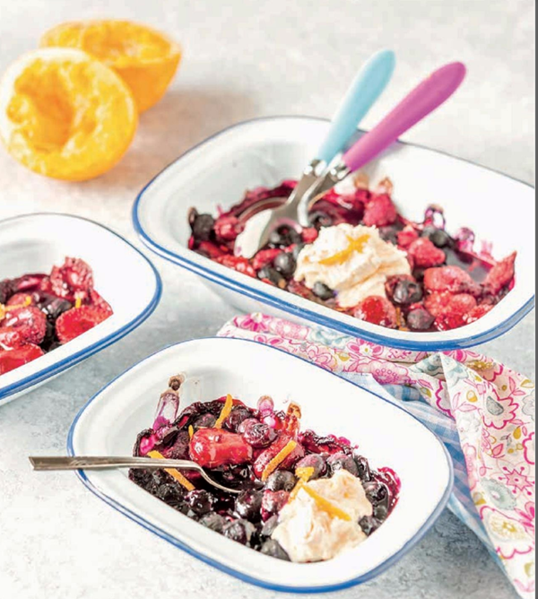 Roasted berries with orange mascarpone