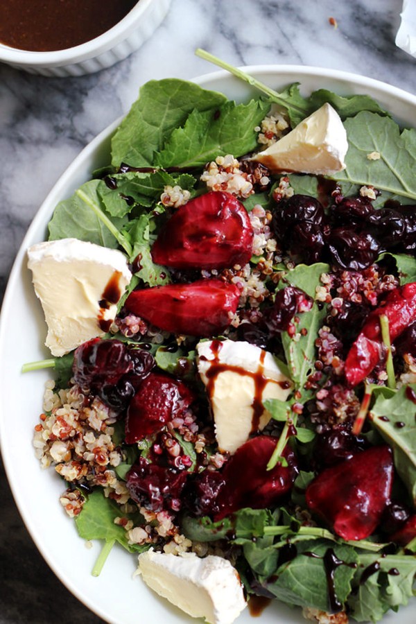 Roasted berry and Brie kale salad