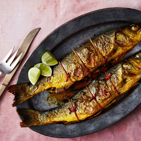 Roasted black bass with orange-flower water