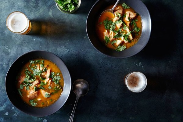 Roasted black cod in ginger cilantro broth