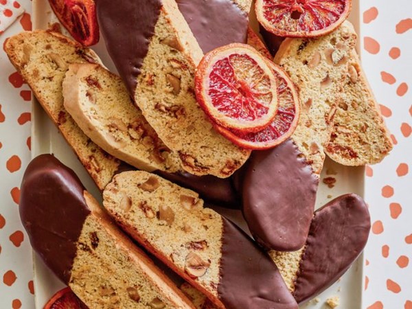 Roasted blood orange hazelnut biscotti