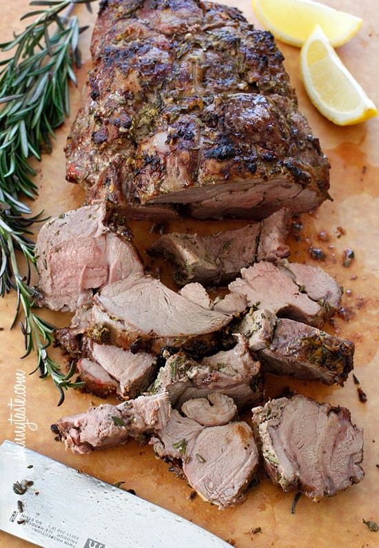 Roasted boneless leg of lamb