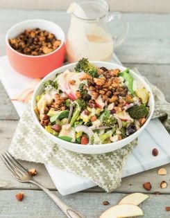 Roasted broccoli & apple salad with lemon-tahini dressing