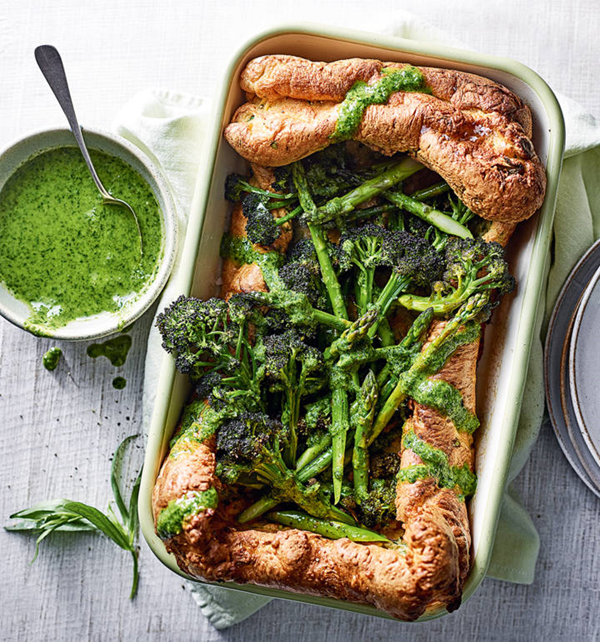 Roasted broccoli and asparagus Yorkshire pudding [Joey O'Hare and Katy Taylor]