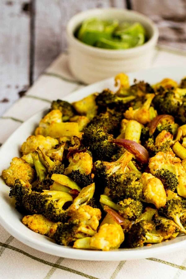 Roasted broccoli and cauliflower