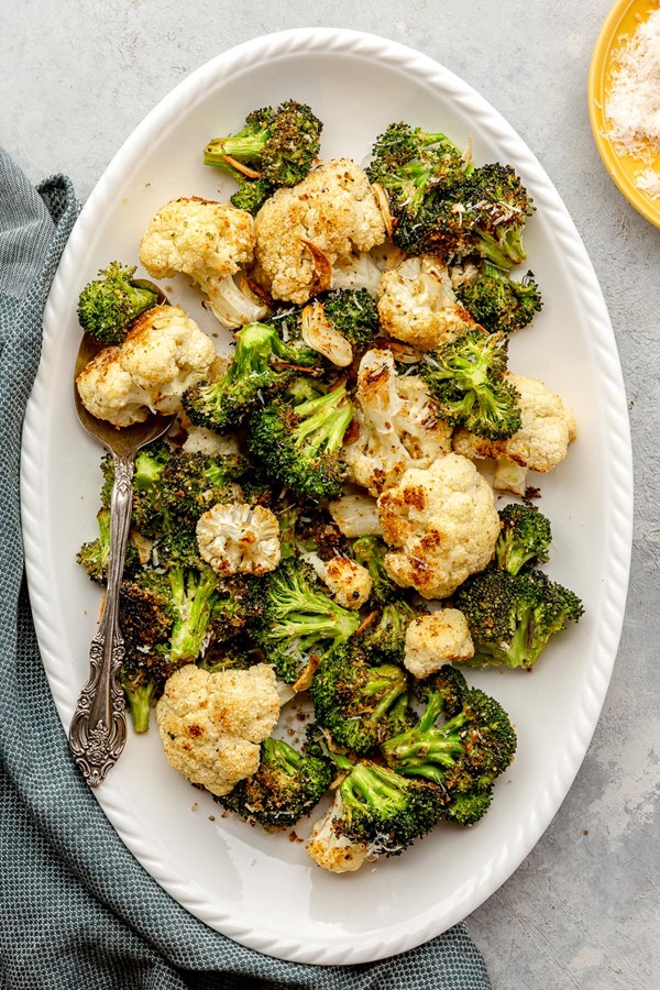 Roasted broccoli and cauliflower