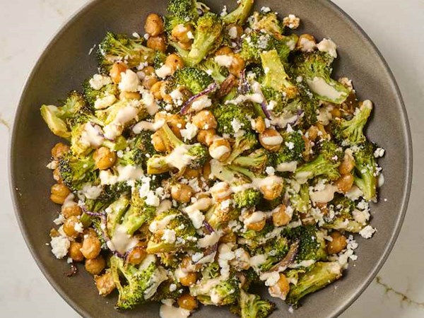 Roasted broccoli and chickpea salad