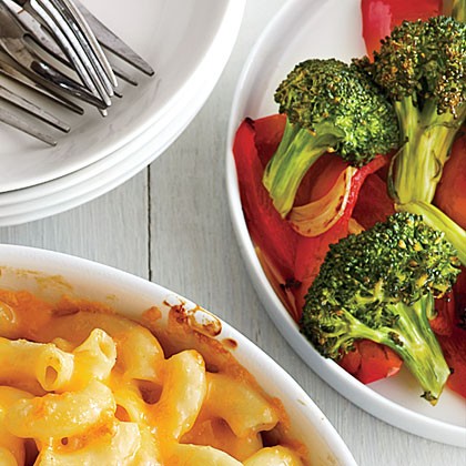 Roasted broccoli and red bell pepper