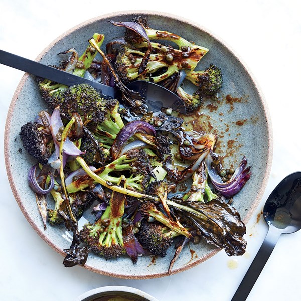 Roasted broccoli with brown butter fish sauce