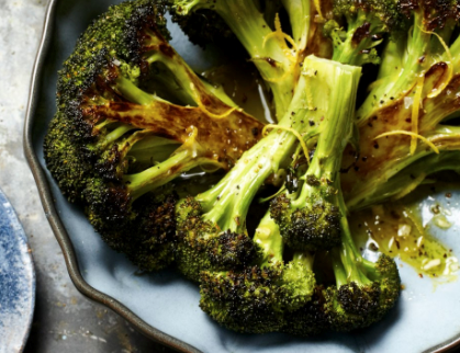 Roasted broccoli with lemon-garlic vinaigrette