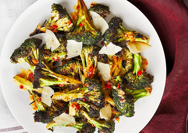 Roasted broccoli with pickled pepper vinaigrette
