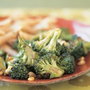Roasted broccoli with pine nuts and balsamic vinaigrette