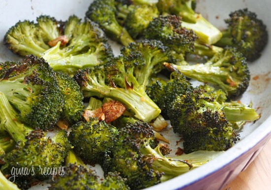 Roasted broccoli with smashed garlic